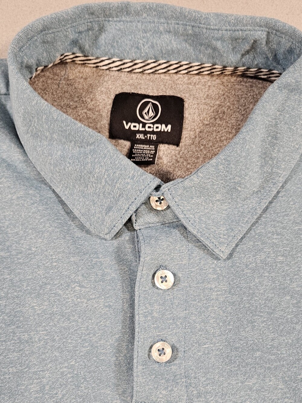 Volcom Men's 2XL Light Blue Short Sleeve Polo Shirt - Picture 4 of 11